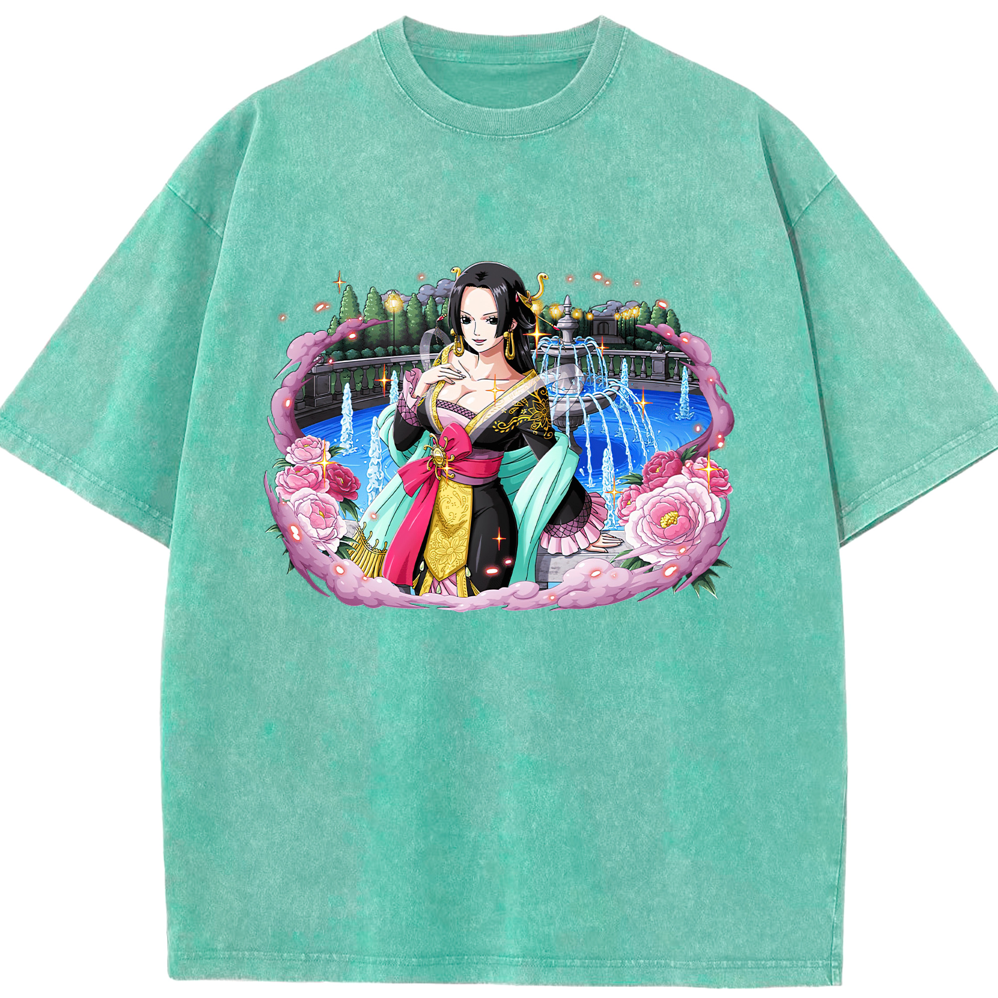 ワンピース ボア・ハンコック ONE PIECE Boa·Hancock 綿100% ヴィンテージ風 半袖Tシャツ（フロントプリント）
